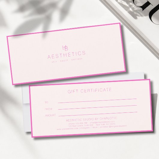 Minimale Monogramm-Geschenkkarte in Beige-Pink