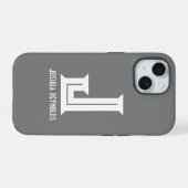 Minimale Monogramm-Grau iPhone 15 Hülle (Rückseite (Horizontal))