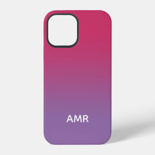 Minimale Monogramm Himbeer-Rosa bis Lila-Verlauf iPhone 12 Hülle