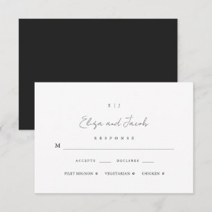 Minimale Monogramm-Hochzeit Schwarz RSVP Karte