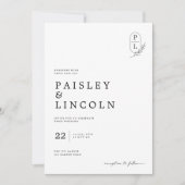 Minimale Monogramm-Hochzeitseinladungsdesign. Einladung (Vorderseite)