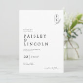 Minimale Monogramm-Hochzeitseinladungsdesign. Einladung (Stehend Vorderseite)