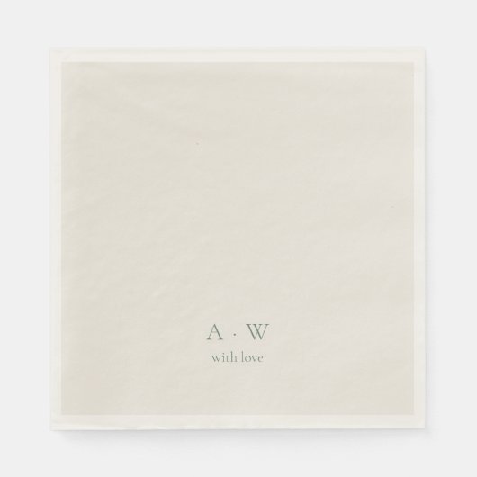 Minimale Monogramm-Hochzeitsservietten – mit Liebe Serviette (Vorderseite)