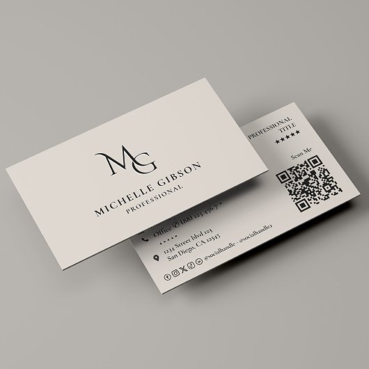 Minimale Monogramm-Initialen MG Professional Sand Visitenkarte