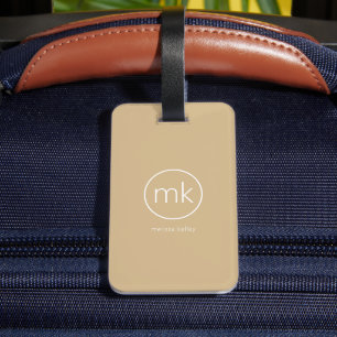 Minimale Monogramm-Initialen Neutral Beige & Weiß Gepäckanhänger