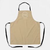 Minimale Monogramm-Initialen Neutral Beige & Weiß Schürze (Vorderseite)