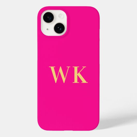 Minimale Monogramm-Initialen von Hot-Pink Case-Mate iPhone Hülle (Rückseite)