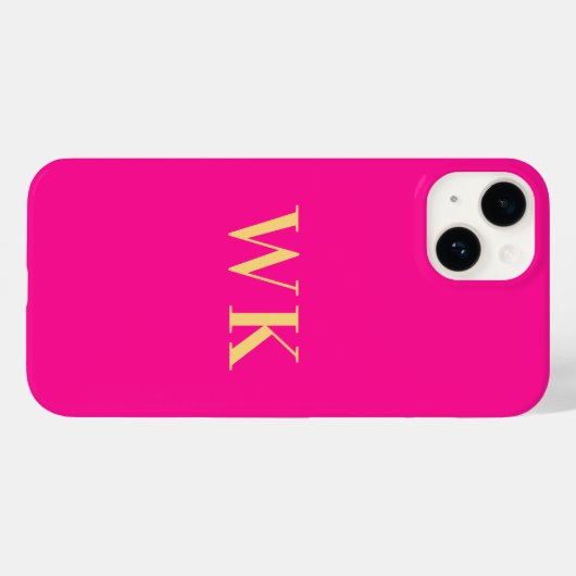 Minimale Monogramm-Initialen von Hot-Pink Case-Mate iPhone Hülle (Rückseite (Horizontal))