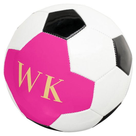 Minimale Monogramm-Initialen von Hot-Pink Fußball (Dreiviertel)