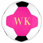 Minimale Monogramm-Initialen von Hot-Pink Fußball (Vorderseite)