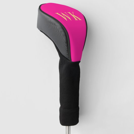 Minimale Monogramm-Initialen von Hot-Pink Golf Headcover (angewinkelt)