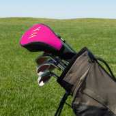 Minimale Monogramm-Initialen von Hot-Pink Golf Headcover (In SItu)