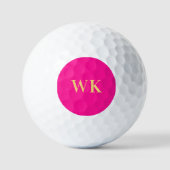 Minimale Monogramm-Initialen von Hot-Pink Golfball (Vorderseite)