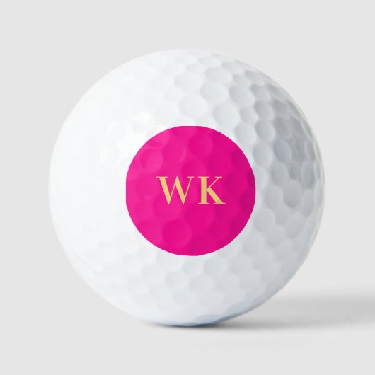 Minimale Monogramm-Initialen von Hot-Pink Golfball (Vorderseite)