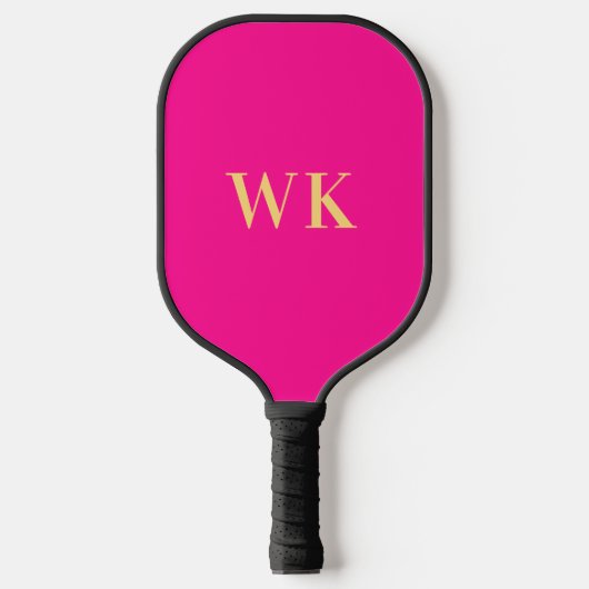 Minimale Monogramm-Initialen von Hot-Pink Pickleball Schläger (Vorderseite)