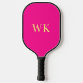 Minimale Monogramm-Initialen von Hot-Pink Pickleball Schläger (Rückseite)