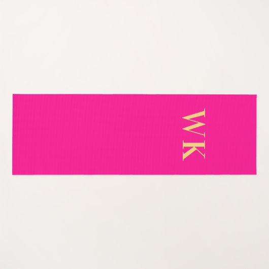 Minimale Monogramm-Initialen von Hot-Pink Yogamatte (Vorderseite (Horizontal))