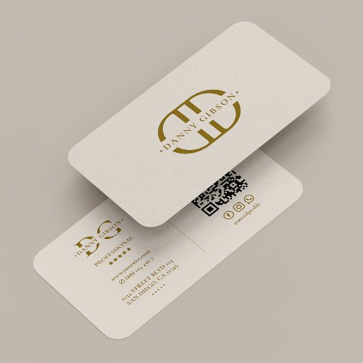 Minimale Monogramm-Logo-Initiale Sand Professionel Visitenkarte