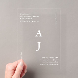 Minimale Monogramm-Moderne Hochzeit Acryleinladungen