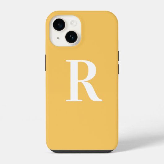Minimale Monogramm Modernes Gelb iPhone Hülle (Rückseite)