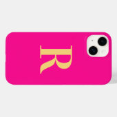 Minimale Monogramm Modernes Hot Pink Case-Mate iPhone Hülle (Rückseite (Horizontal))