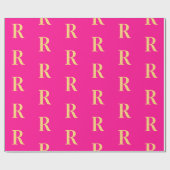 Minimale Monogramm Modernes Hot Pink Geschenkpapier (Flach)
