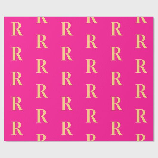 Minimale Monogramm Modernes Hot Pink Geschenkpapier (Flach)