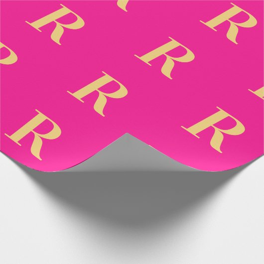 Minimale Monogramm Modernes Hot Pink Geschenkpapier (Ecke)