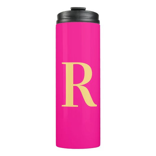 Minimale Monogramm Modernes Hot Pink Thermosbecher (Vorderseite)