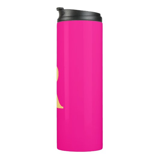 Minimale Monogramm Modernes Hot Pink Thermosbecher (Nach rechts gedreht)