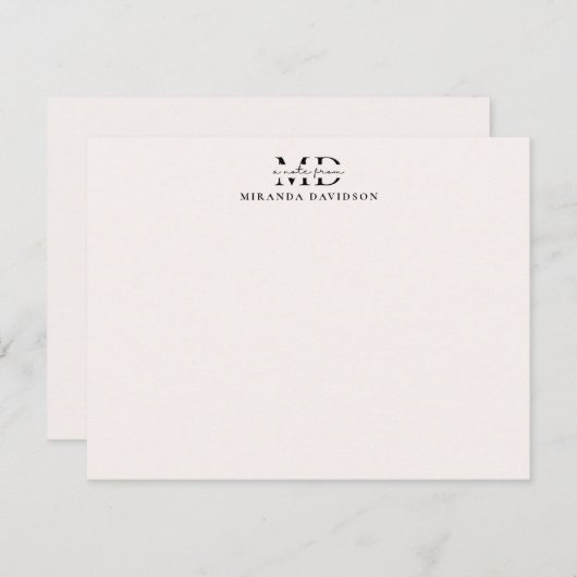 Minimale Monogramm-Note-Karte Mitteilungskarte (Vorne/Hinten)
