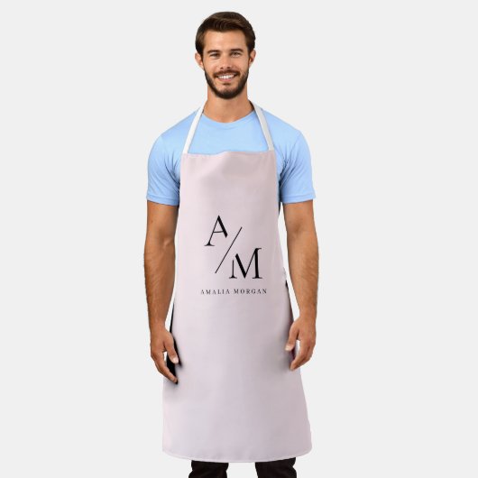 Minimale Monogramm Pastel Pink Schürze (Getragen)