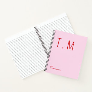Minimale Monogramm Rosa und Rot Benutzerdefinierte Notizblock