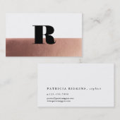 Minimale Monogramm Rose Gold Black Visitenkarte (Vorne/Hinten)
