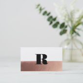 Minimale Monogramm Rose Gold Black Visitenkarte (Stehend Vorderseite)