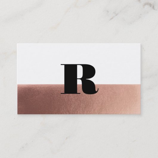 Minimale Monogramm Rose Gold Black Visitenkarte (Vorderseite)