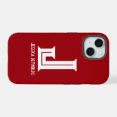 Minimale Monogramm Rot iPhone 15 Hülle (Rückseite (Horizontal))