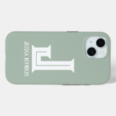 Minimale Monogramm-Sage grün Case-Mate iPhone Hülle (Rückseite (Horizontal))