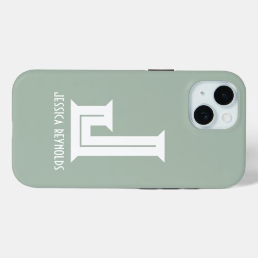 Minimale Monogramm-Sage grün Case-Mate iPhone Hülle (Rückseite (Horizontal))
