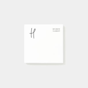Minimale Monogramm-Schwarz-Weiß-Benutzername-Jahr Post-it Klebezettel