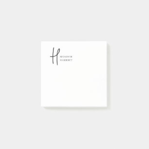 Minimale Monogramm-Schwarz-Weiß-Benutzername-Jahr Post-it Klebezettel