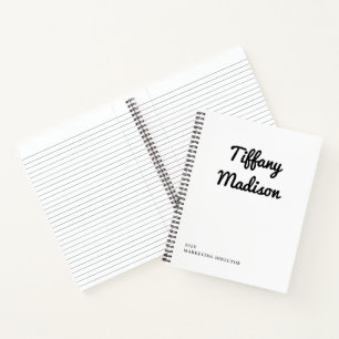Minimale Monogramm-Schwarz-Weiß-Eigenname Jahr Notizblock