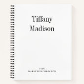 Minimale Monogramm-Schwarz-Weiß-Eigenname Jahr Notizblock (Vorderseite)