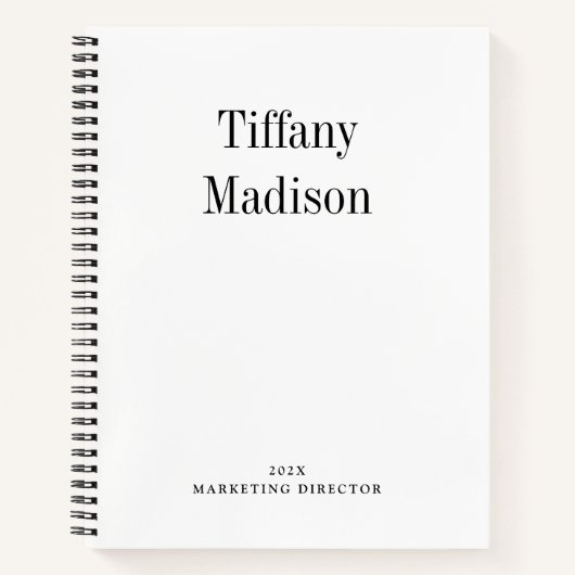 Minimale Monogramm-Schwarz-Weiß-Eigenname Jahr Notizblock (Vorderseite)