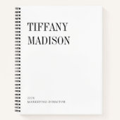 Minimale Monogramm-Schwarz-Weiß-Eigenname Jahr Notizblock (Vorderseite)