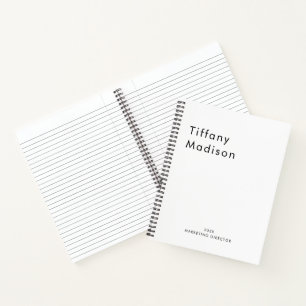 Minimale Monogramm-Schwarz-Weiß-Einzelname Jahr Notizblock