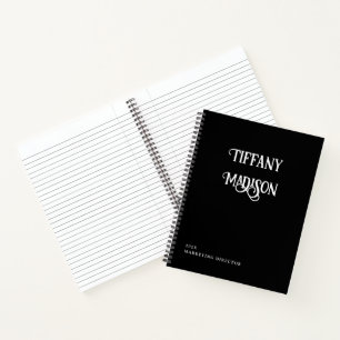 Minimale Monogramm-Schwarz-Weiß-Gotische Namen Jah Notizblock