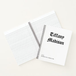 Minimale Monogramm-Schwarz-Weiß-Gotische Namen Jah Notizblock