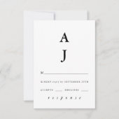 Minimale Monogramm Schwarz-Weiß-Hochzeit RSVP Karte (Vorderseite)