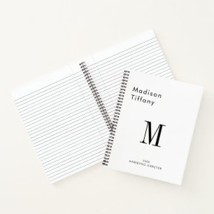 Minimale Monogramm-Schwarz-Weiß-Individualisierte  Notizblock
